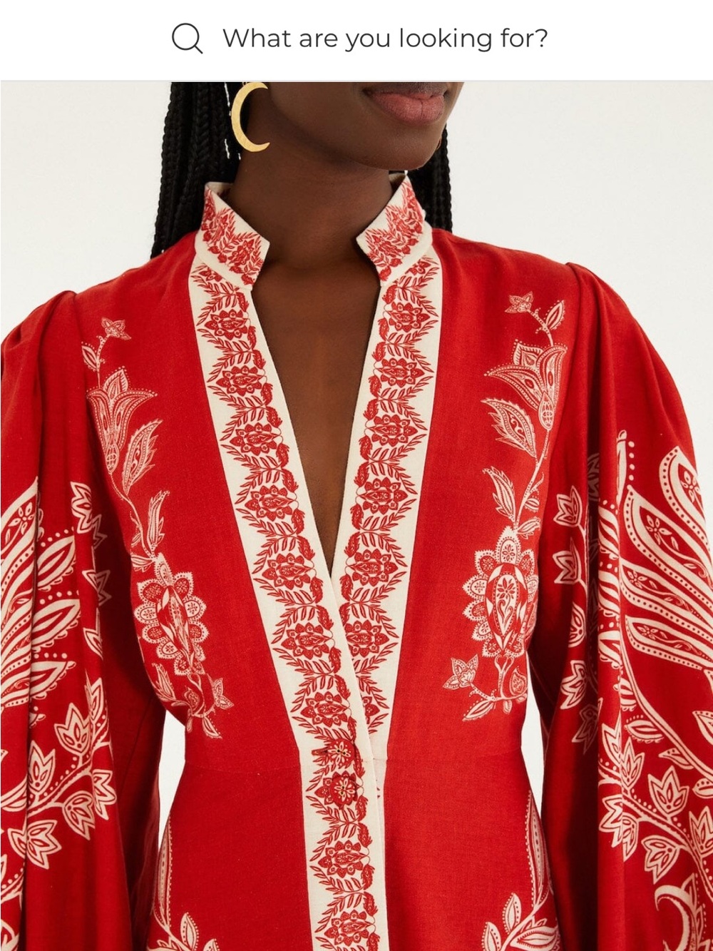 FARM RIO Miranda Red Embroidered Maxi Dress with Statement Sleeves - Picture 2 of 6